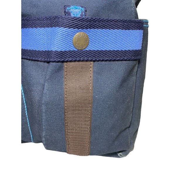 Vintage GAP Blue Canvas Messenger Bag Book Bag 90s Y2K GUC Yellow PVC Interior - Picture 6 of 14